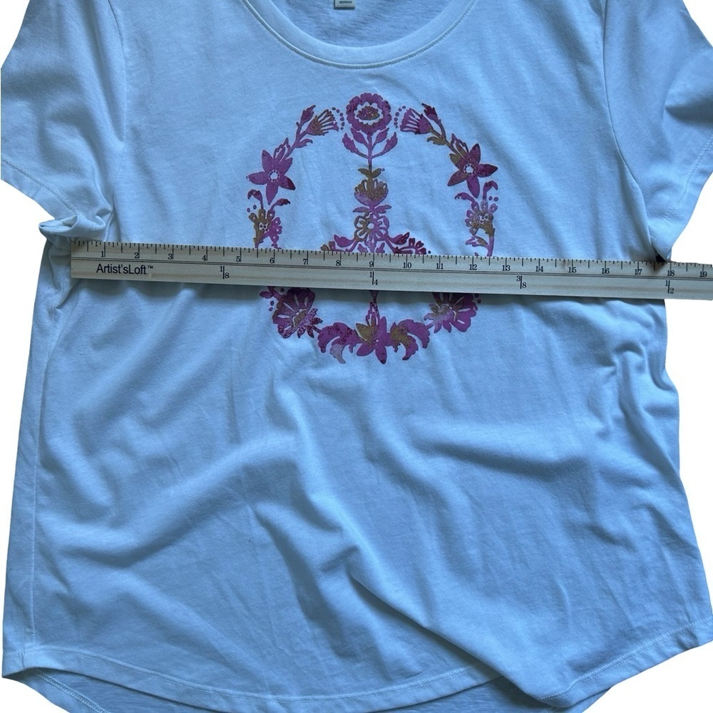 Style & Co floral Peace Sign T Shirt size L - Picture 7 of 8